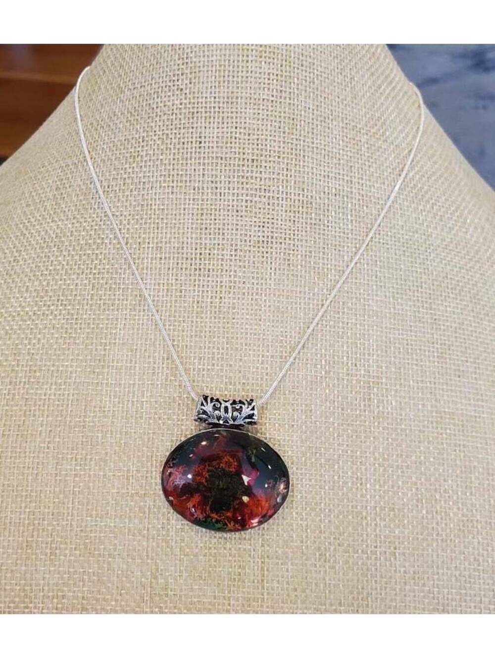 Dichroic glass silver necklace